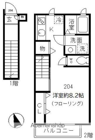 マグノリア(1K/2階)の間取り写真