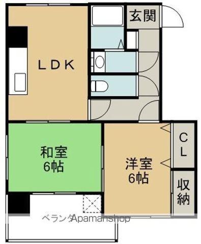 第1ブルックビル(2LDK/6階)の間取り写真