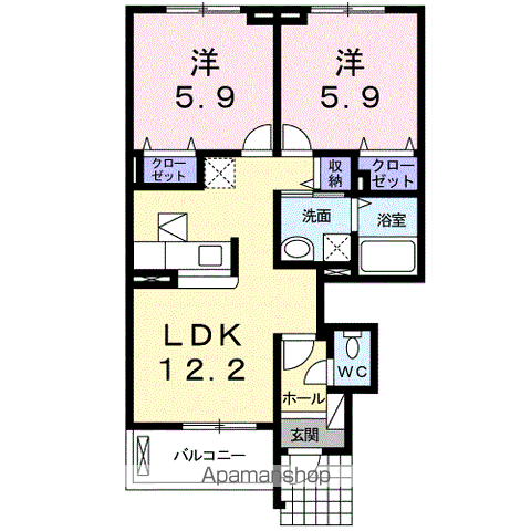 ローズヒルズ(2LDK/1階)の間取り写真