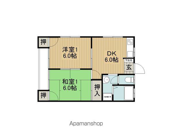 仲コーポ中洲(2DK/2階)の間取り写真