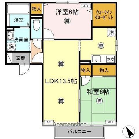セジュールのぞみ Ⅰ棟(2LDK/2階)の間取り写真