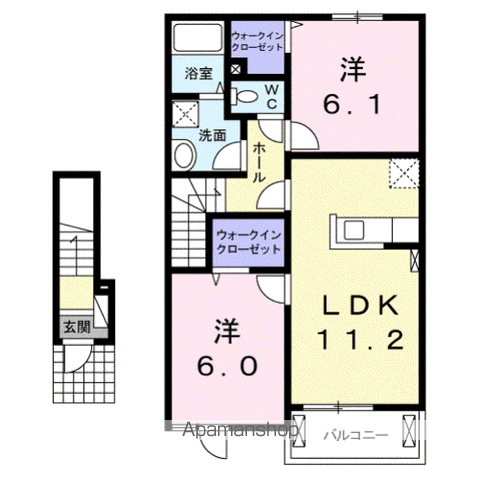 グラード(2LDK/2階)の間取り写真