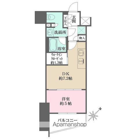 ザ・パークワンズ渋谷本町(1DK/5階)の間取り写真