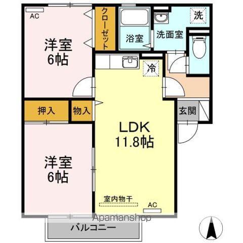 ファミール千鳥ヶ浜(2LDK/1階)の間取り写真