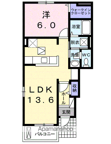 グランプラスC(1LDK/1階)の間取り写真