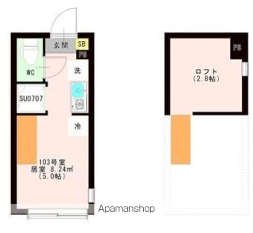OTAS 代田橋(ワンルーム/1階)の間取り写真