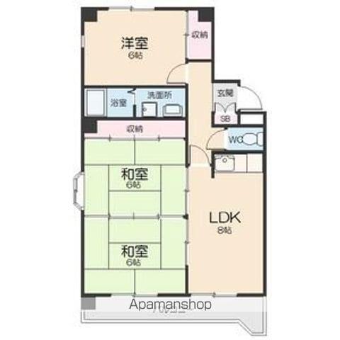 山田ビル(3DK/2階)の間取り写真