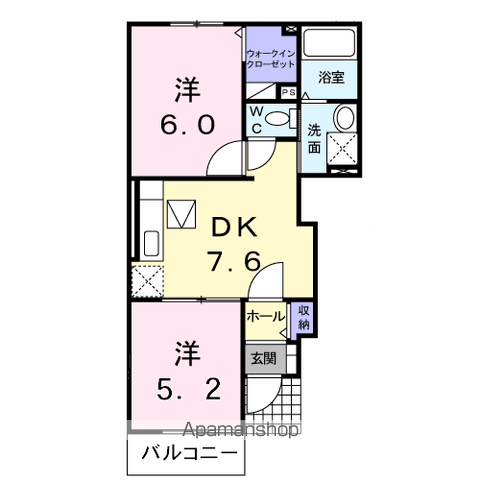 エスペランサK&RR(2DK/1階)の間取り写真