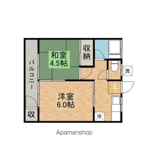 ハウス光苑(2K/2階)の間取り写真