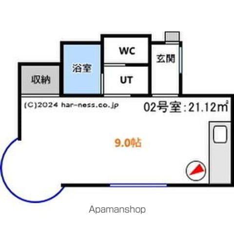 ミモザハウス(ワンルーム/3階)の間取り写真