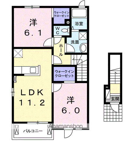 シエスタ Ⅰ(2LDK/2階)の間取り写真