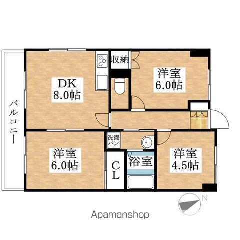 サングリーン(2LDK/4階)の間取り写真