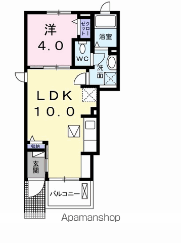 LYNX COURT(1LDK/1階)の間取り写真