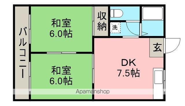 ホワイトタウン(2DK/2階)の間取り写真