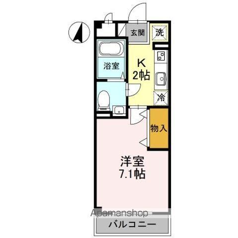 プラシード新越谷(1K/2階)の間取り写真