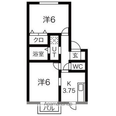 サニープレイスC・D(2K/1階)の間取り写真