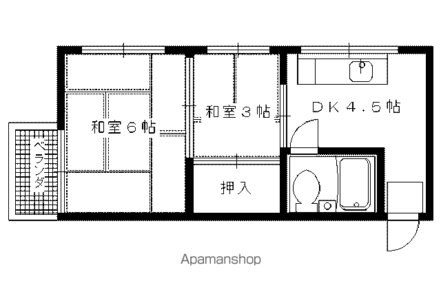 日の出ビル(2DK/3階)の間取り写真
