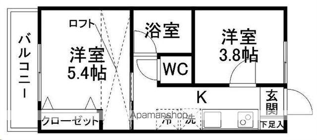 アーバン栗生(2K/2階)の間取り写真