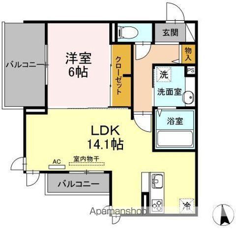 セジュールSAYA(1LDK/2階)の間取り写真