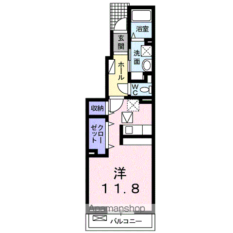 グレイスビオラ(ワンルーム/1階)の間取り写真