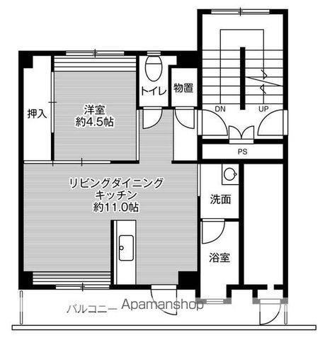 ビレッジハウス湖山4号棟(1LDK/2階)の間取り写真
