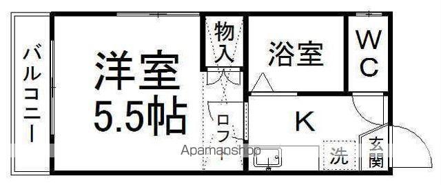 パレス川平(1K/2階)の間取り写真
