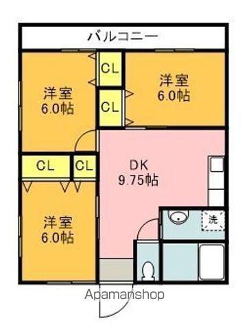 セーフティーフラッツA(3DK/2階)の間取り写真