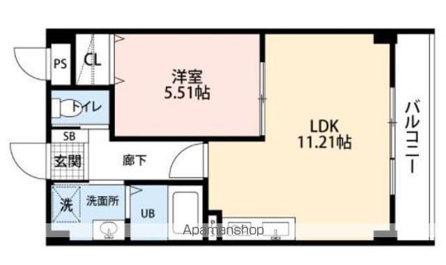グランソシエ黒髪Ⅱ(1LDK/2階)の間取り写真