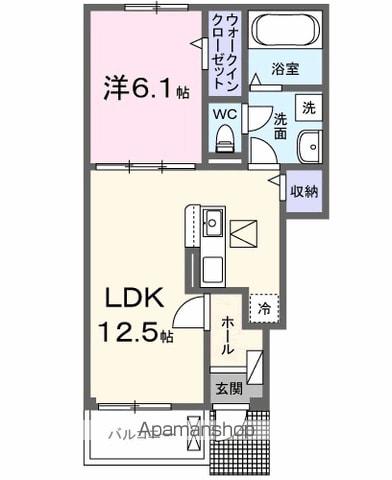 ヴェルドゥーラⅠ(1LDK/1階)の間取り写真