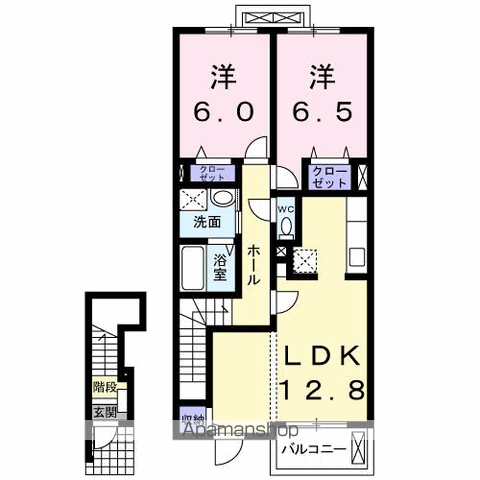 ピクシー・ラビット C(2LDK/2階)の間取り写真