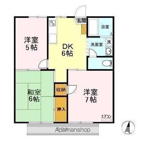 小川荘1号棟(3DK/1階)の間取り写真