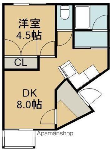 マンションギャザー(1DK/2階)の間取り写真