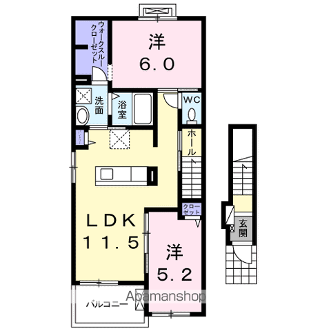 シュティルA(2LDK/2階)の間取り写真