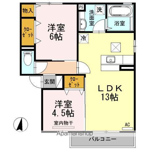 アクイーユ平成台(2LDK/1階)の間取り写真