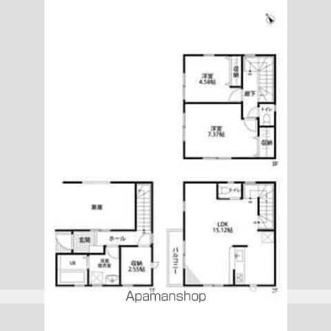 東武伊勢崎・大師線 武里駅 徒歩3分 3階建 築6年(2SLDK)の間取り写真