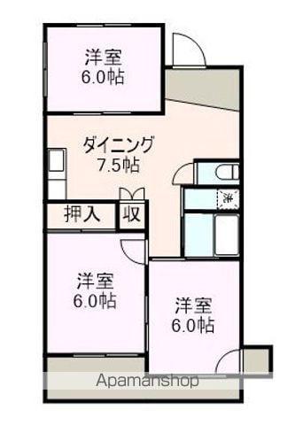 フィリア西宇部南伍番館(3DK/1階)の間取り写真
