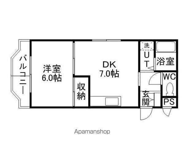 北飛越阿部3(1DK/2階)の間取り写真