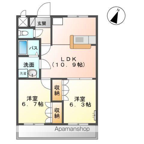 ノーブル(2LDK/1階)の間取り写真