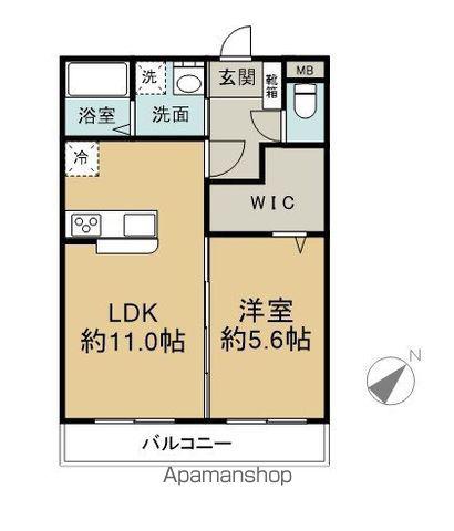 SOLID HATAKENAKA(1LDK/1階)の間取り写真