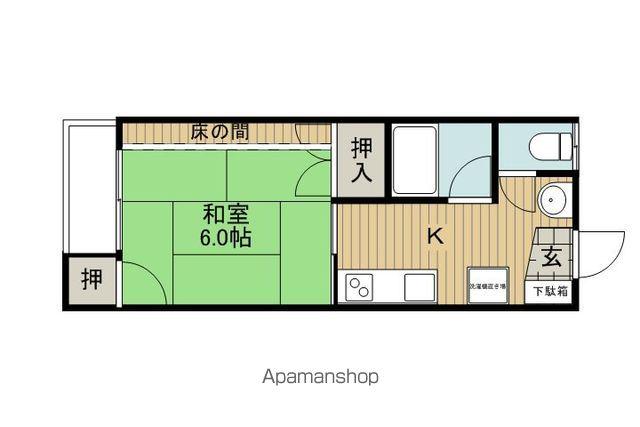 ハイツKK B棟(1K/2階)の間取り写真