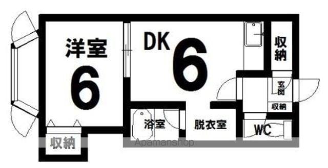 セントラルガーデン9B(1DK/1階)の間取り写真