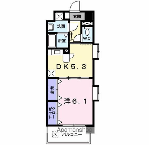 アベンシス丸林(1DK/7階)の間取り写真