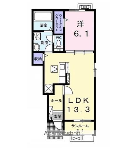 メゾン ドゥイエット(1LDK/1階)の間取り写真