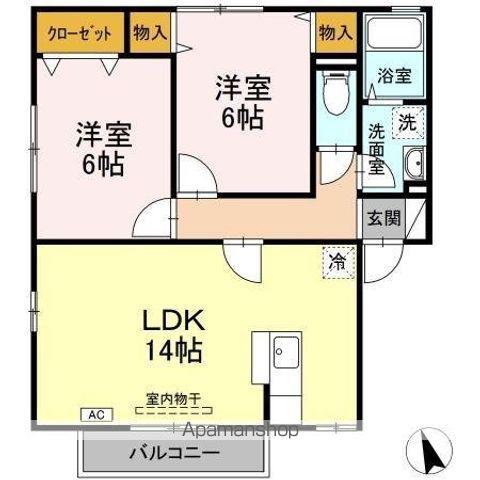 グランシャリオA(2LDK/2階)の間取り写真