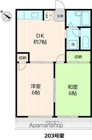 リバーサイドハイム(2DK/2階)の間取り写真