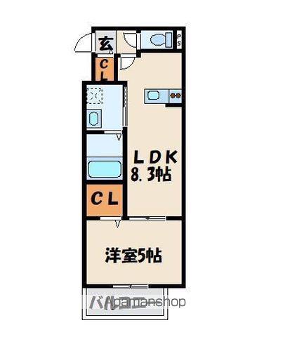 MERCU天神(1LDK/1階)の間取り写真