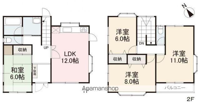 予讃線 端岡駅 徒歩29分 2階建 築30年(4LDK)の間取り写真