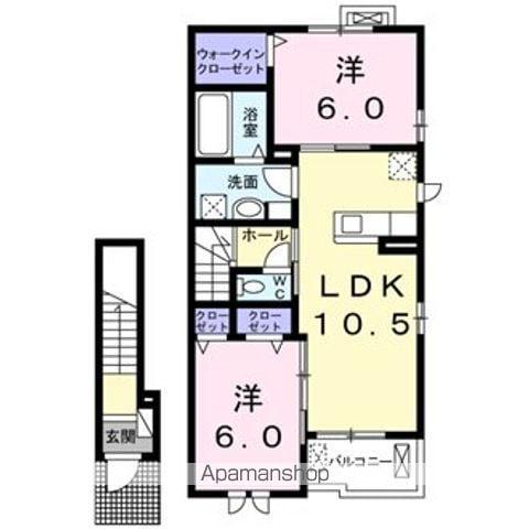 トップヒルズ Ⅰ(2LDK/2階)の間取り写真