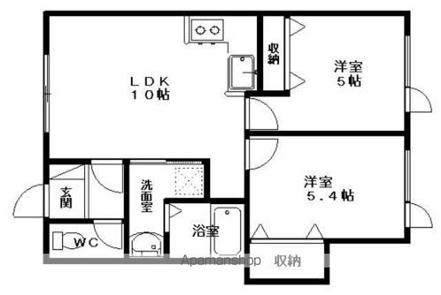 S-1マンション(2LDK/1階)の間取り写真