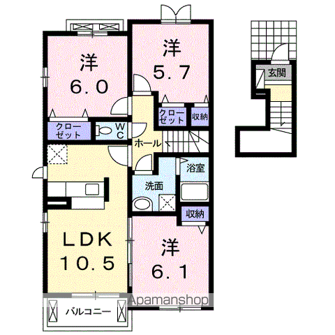 サウス・アクシスⅠ(3LDK/2階)の間取り写真